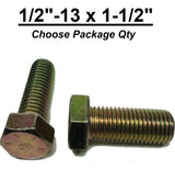 1/2"-13 x 1 1/2" (FT) Hex Bolt Yellow Zinc Plated Grade 8 Cap Screw Coarse Thread