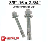 3/8"-16 x 2-3/4" Concrete Wedge Anchor Zinc Plated