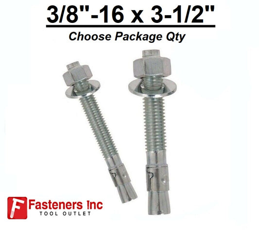 3/8"-16 x 3 1/2" Concrete Wedge Anchor Zinc Plated