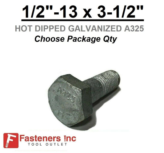 1/2"-13 x 3-1/2" Structural Bolt Heavy Hex Cap Screw A325 Galvanized