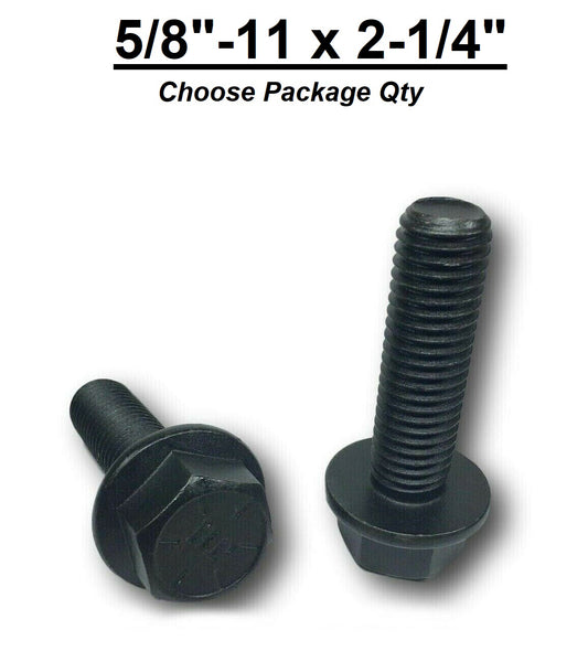 5/8"-11 x 2-1/4" Grade 8 Hex Head Flange Frame Bolts Phos & Oil / Black