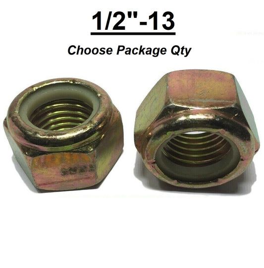 1/2"-13 Grade 8 Nylon Insert Lock Nuts Nylock Yellow Zinc Plated