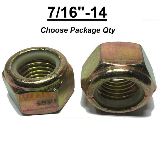 7/16"-14 Grade 8 Nylon Insert Lock Nuts Nylock Yellow Zinc Plated