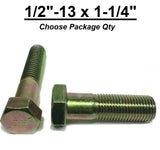 1/2"-13 x 1-1/4" (FT) Hex Bolt Yellow Zinc Plated Grade 8 Cap Screw Coarse Thread