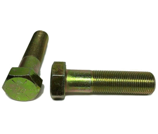 7/16"-20 x 2-1/2" (PT) Hex Bolt Yellow Zinc Plated Grade 8 Cap Screw Fine Thread