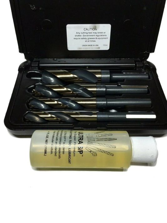 Norseman 4PC Super Premium Drill Bit Set 9/16, 5/8, 3/4, 1" #12250 W/CUTTING OIL