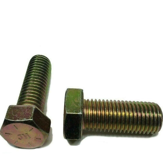 1/4"-20 x 1/2" (FT) Hex Bolt Yellow Zinc Plated Grade 8 Cap Screw Coarse Thread