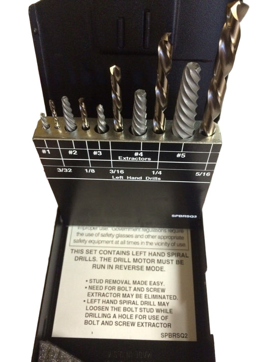 58510 Norseman / Viking SPRSQ3 10pc Screw Extractor Set USA Left Hand Bits