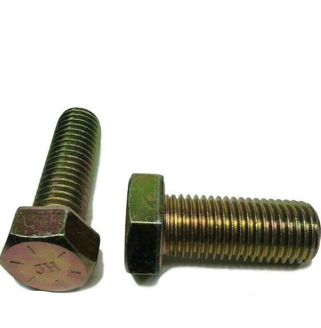 3/8"-16 x 3/4" (FT) Hex Bolt Yellow Zinc Plated Grade 8 Cap Screw Coarse Thread