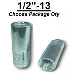Drop-In 1/2" x 2" Concrete Expansion Anchor 5/8" Drill Zinc Plated 1/2"-13