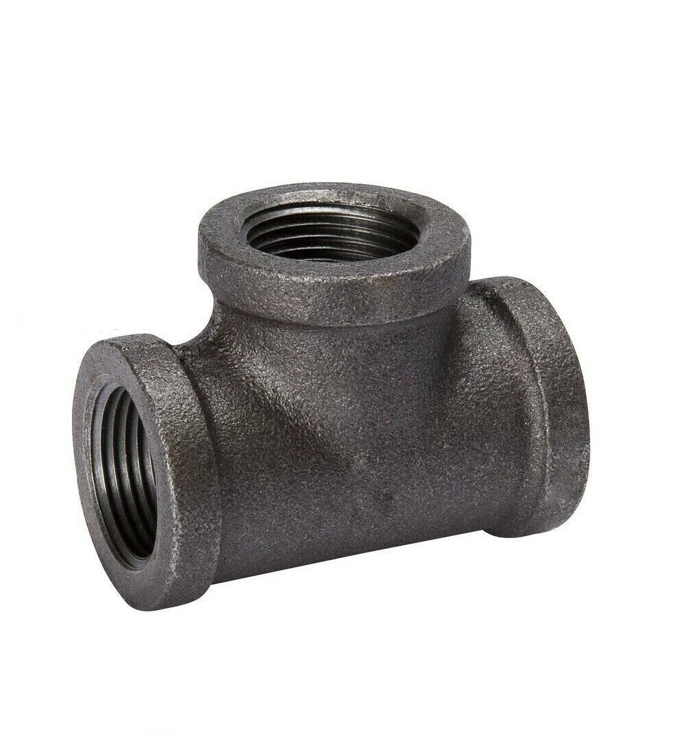 3/8" BLACK MALLEABLE IRON PIPE THREADED TEE FITTINGS PLUMBING