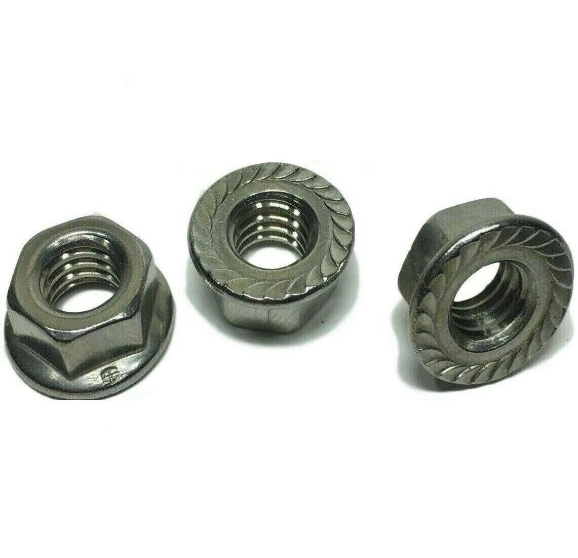 3/8"-16 Stainless Steel Hex Flange Nut Locknuts Serrated GRADE 316