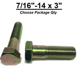 7/16"-14 x 3" Hex Bolt Zinc Plated Grade 8 Cap Screw Partial Thread