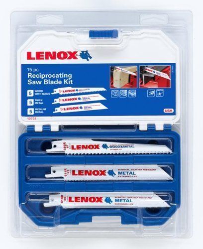 Lenox 10734 15-Piece Reciprocating Saw Blade Kit with Plastic Case