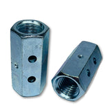 3/8"-16 x W 9/16" x L 1 3/4" Hex Threaded Rod Coupling Nut Zinc w/ Witness Holes
