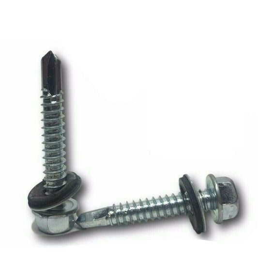 INTERCORP #12 x 1 1/4" (5/16" Dr) Hex Rubber Neoprene Washer Head Self Drilling Screws Roofing Siding Zinc Plated