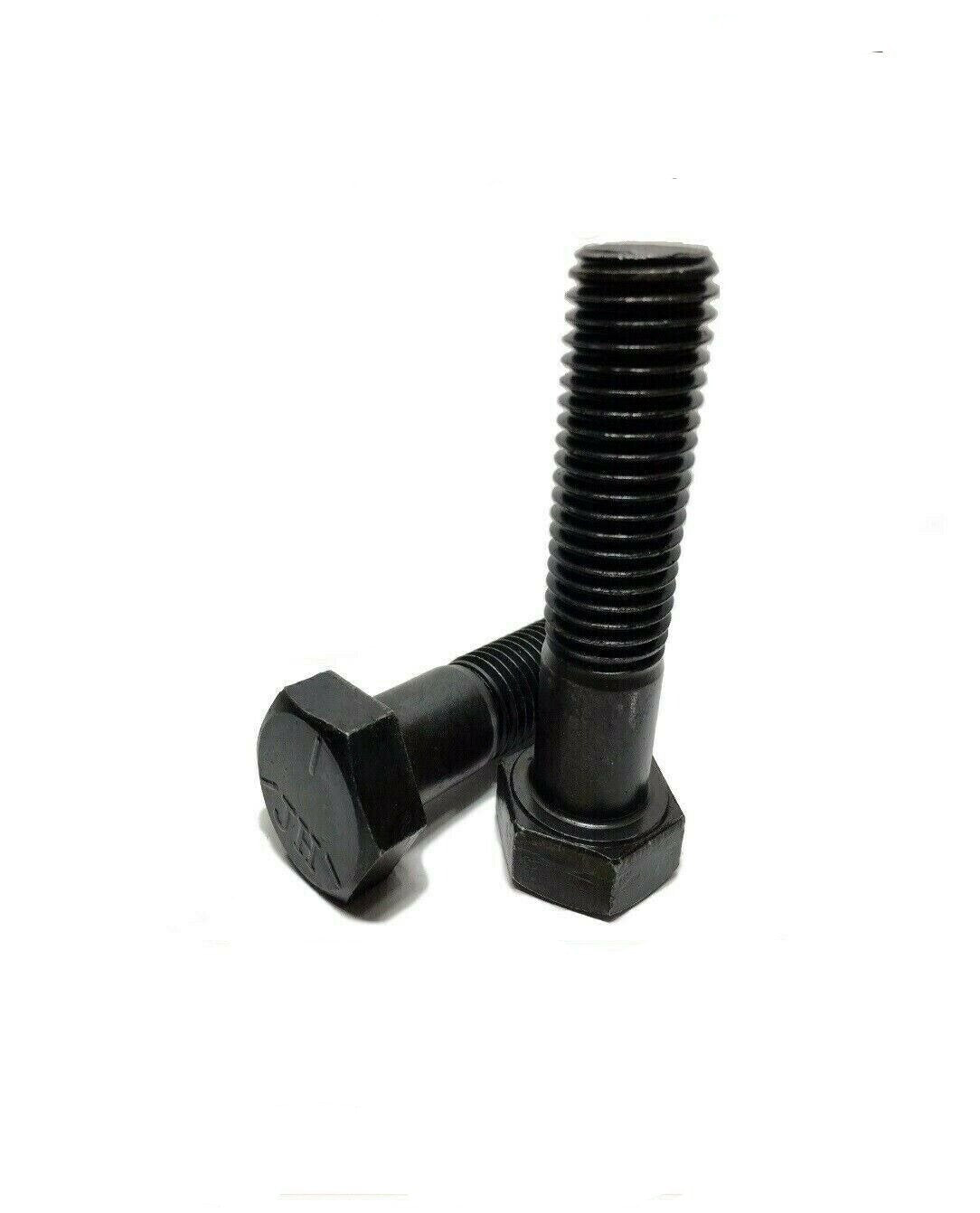 1/2"-13 x 1 3/4" Hex Bolt Plain Black Steel Grade 5 Cap Screw Full Thread
