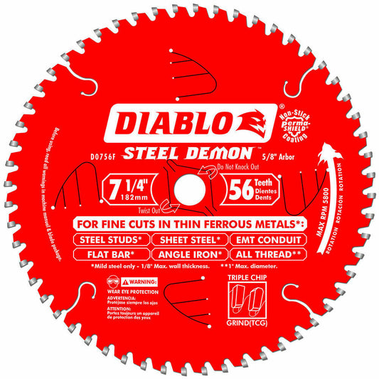 Diablo D0756F TCG Ferrous Cutting Blade 7-1/4" x 56 Tooth New