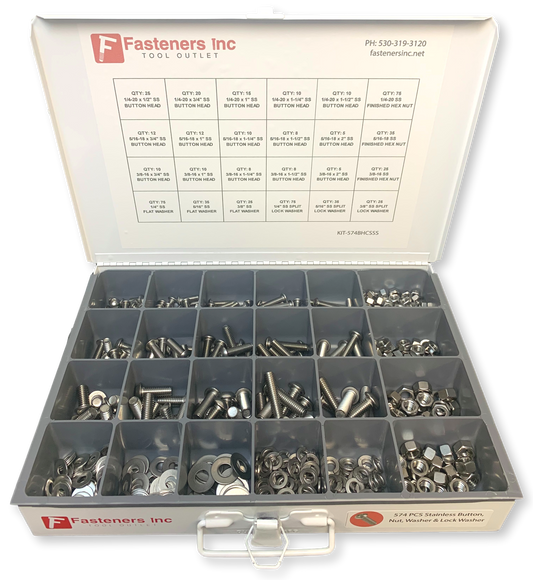 574 PCS Stainless Steel Button Socket Head Cap Screw Allen Bolt Assortment Kit