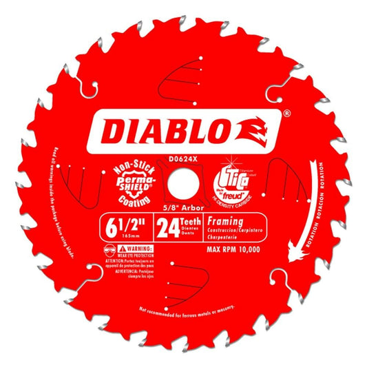 Diablo D0624A 6 1/2 in. x 24Ãƒâ€ Ã¢â‚¬â„¢??Tooth Tracking Point Framing Saw Blade