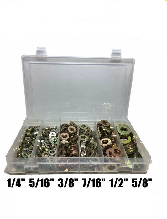 425 Piece Grade 8 SAE Extra Thick Heavy Duty Flat Washer Assortment Kit 6 Sizes