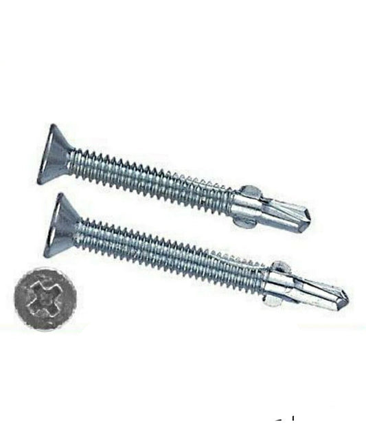 INTERCORP R214 #12-24 x 2-1/4" Self Drilling Screw Flat Head w/ Wings - 1,500