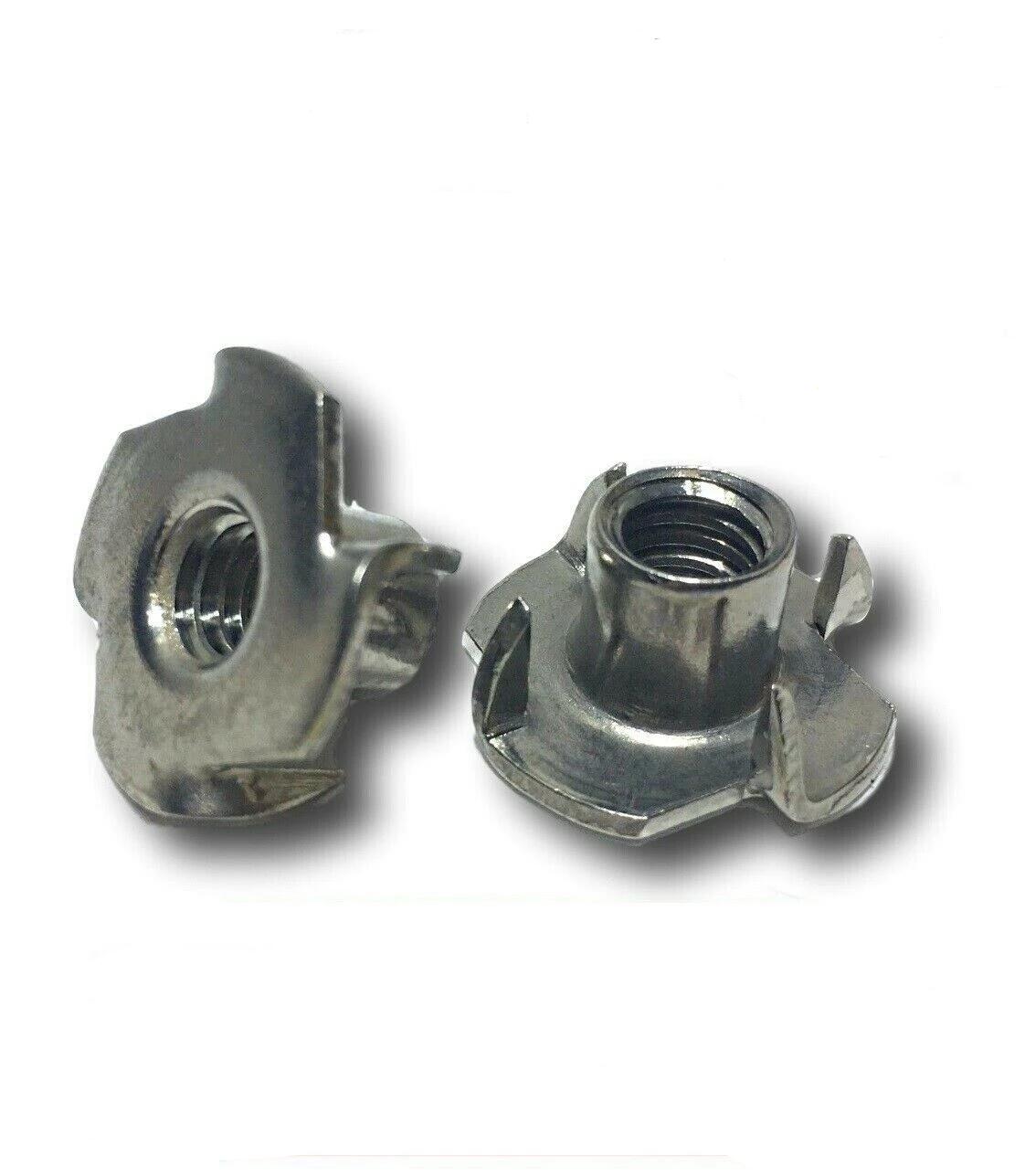 1/4"-20 x 5/16" Short Barrel StaInless Steel T-Nut Tee Nut 4 Prong