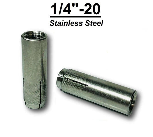1/4"-20 Drop-In Concrete Expansion Anchor 3/8" Drill Stainless Steel 304
