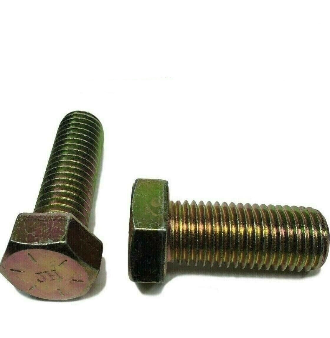 5/16"-18 x 1" (FT) Hex Bolt Yellow Zinc Plated Grade 8 Cap Screw Coarse Thread