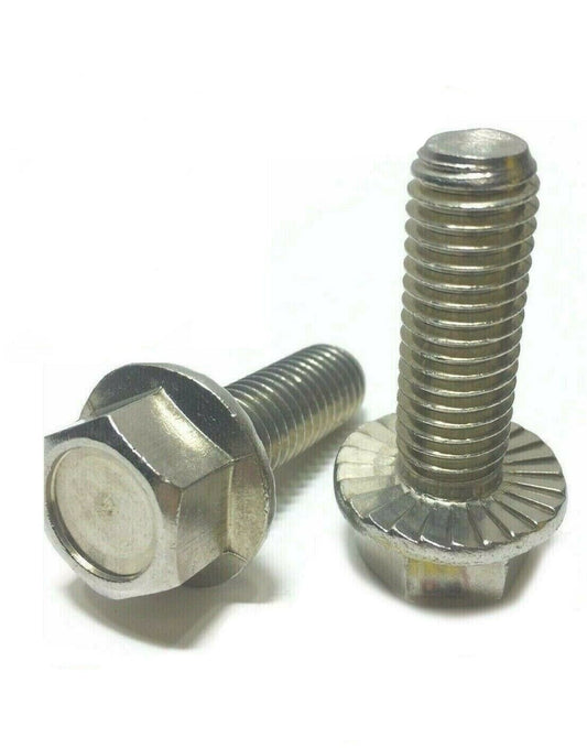 M8-1.25 x 40MM Stainless Steel Hex Cap Flange Bolt Serrated Metric