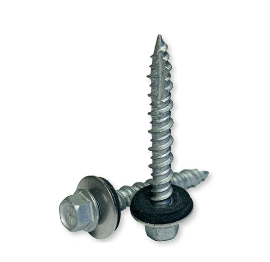 #10 x 3" Hex Rubber Washer Head PoleGripper Roofing Screws Galvanized INTERCORP # PGA1048