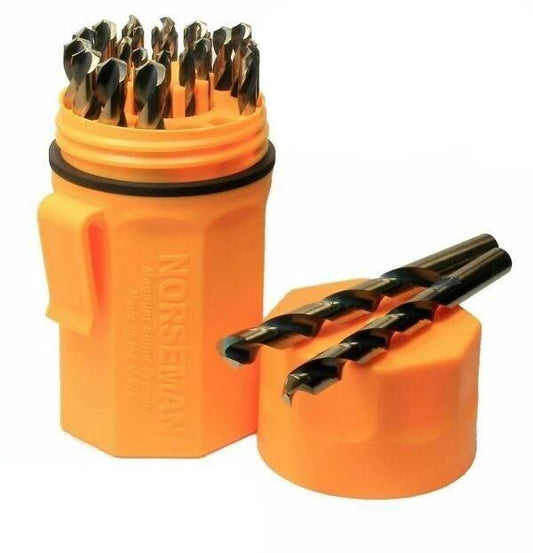 44190 Norseman / Viking 29 Piece Drill Bit Set Jobber Length Orange Ultradex USA