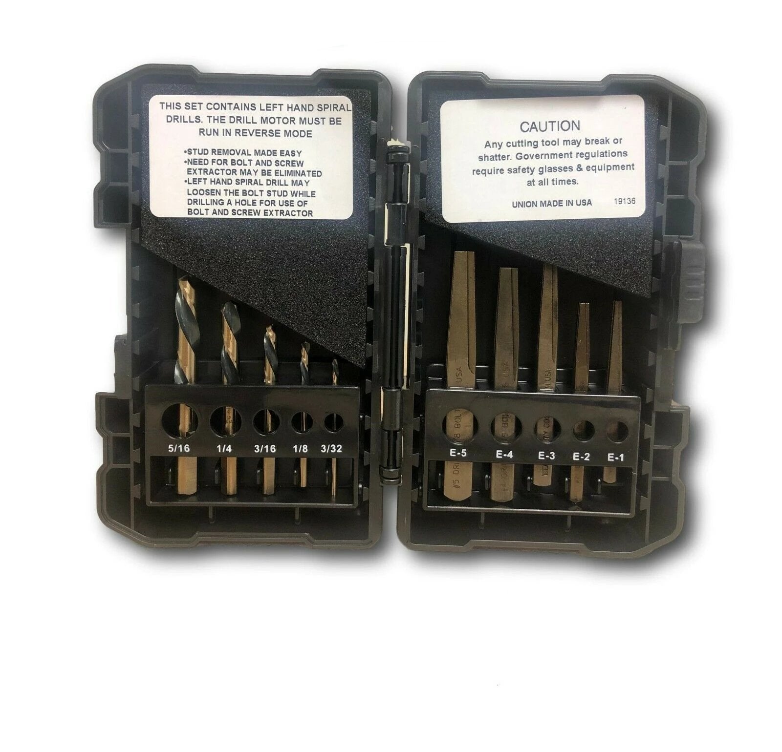 Norseman 10pc Screw & Bolt Extractor EZ Out Set Left Drill Bits #1-5 USA #35484