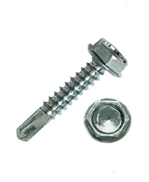 #8 x 1-1/2" Self Drilling Screw Hex Washer Head Zinc Plated