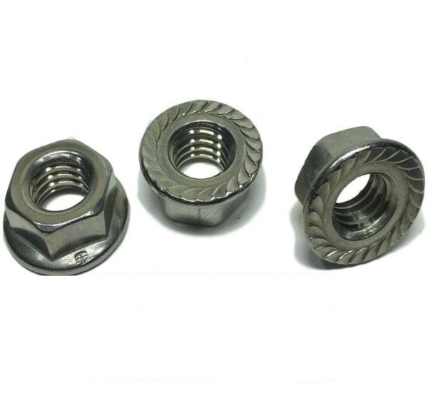 5/16"-18 StaInless Steel Hex Flange Nut Locknuts Serrated