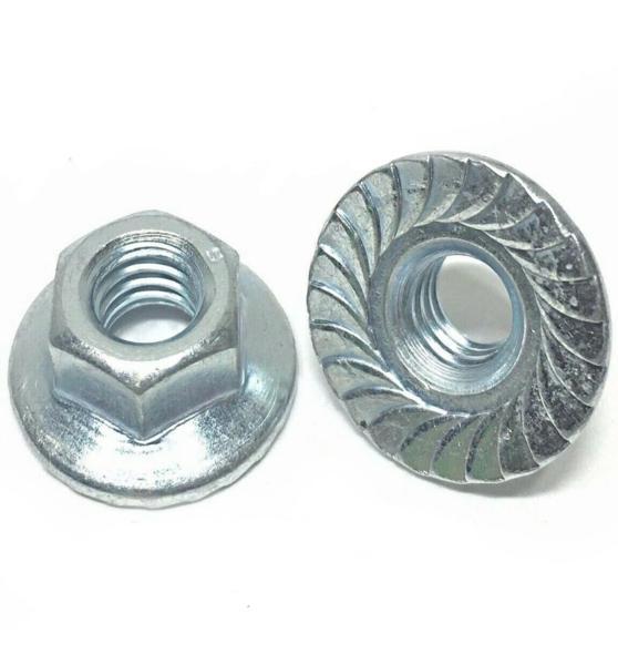 5/16"-18 Hex Serrated Flange Nut Large Flange Case Hard Zinc