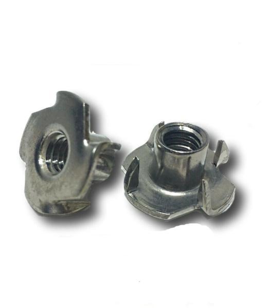 3/8"-16 x 7/16" Long Barrel StaInless Steel T-Nut Tee Nut 4 Prong