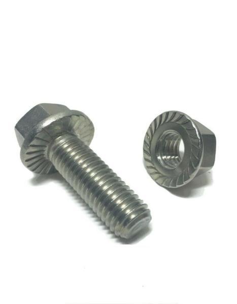 3/8"-16 x 3/4" StaInless Steel Hex Cap Serrated Flange Bolt with nuts