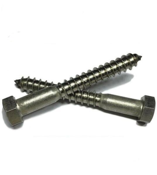1/4" x 6" Lag Screws / Bolt Hex Head StaInless Steel 18-8 / 304