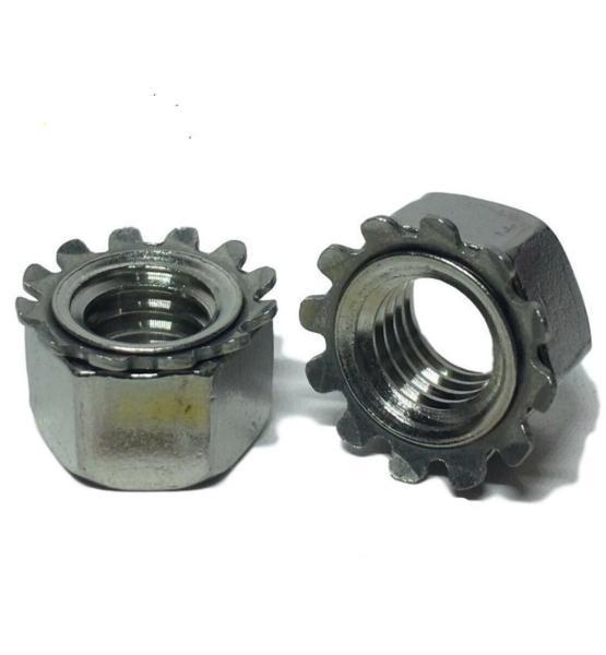 3/8"-16 Kep Hex Star Lock Nuts StaInless Steel Coarse Thread 18-8 / 304