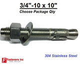3/4"-10 x 10" Concrete Wedge Anchor Stainless Steel Grade 304