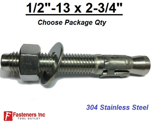1/2" x 2 3/4" Concrete Wedge Anchor Stainless Steel Grade 304