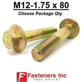 M12-1.75 x 80mm Grade 10.9 Hex Metric Flange Bolts Yellow Zinc Hardened