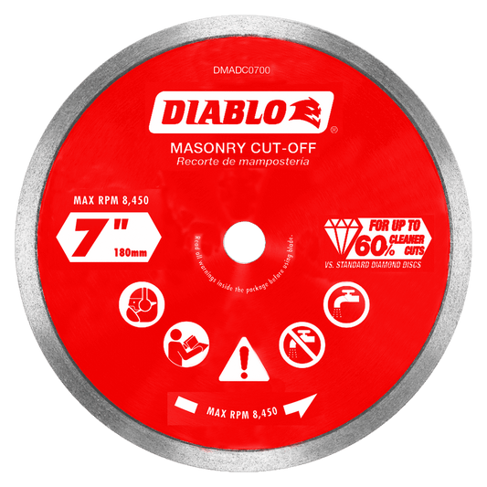 Diablo DMADC0700 7 in. Diamond Continuous Rim
Cut-Off Discs for Masonry