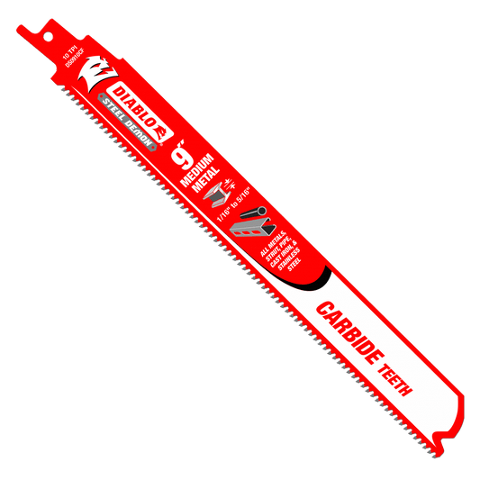 Diablo DS0910CF10 9 in. Steel Demon Carbide
Recip Blades for Medium
Metal Cutting